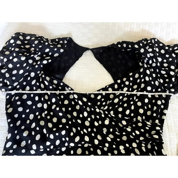 Reformation Wildflower Dress Midi Length Puff Sleeve Dot Print Size 22 Elegant - Picture 10 of 14